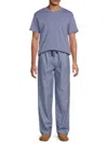 Black Brown 1826 Men's Plaid Cotton-blend Pajama Set In Blue