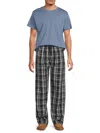 Black Brown 1826 Men's Plaid Cotton-blend Pajama Set In Multi