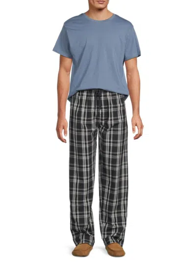 Black Brown 1826 Men's Plaid Cotton-blend Pajama Set In Multi