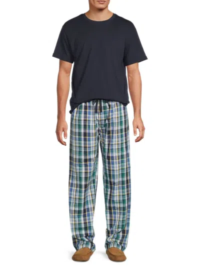 Black Brown 1826 Men's Plaid Cotton-blend Pajama Set In Multi