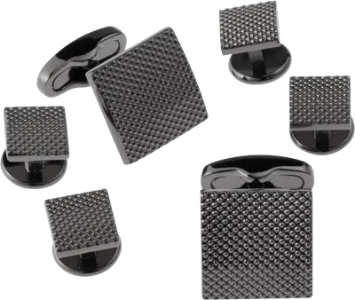 Black By Vera Wang Square Gunmetal Cufflinks & Studs Set