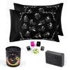 Black Cake Black Aquarius Pleasure Pack- Zodiac Horoscope Love Pillowcase, Soap, Dice, Candle Set In Black