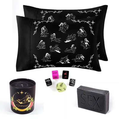 Black Cake Black Aquarius Pleasure Pack- Zodiac Horoscope Love Pillowcase, Soap, Dice, Candle Set