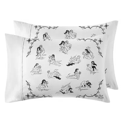 Black Cake Organic White Cosmic Love Zodiac Horoscope Astrology Bedding Pillow Cases- Set