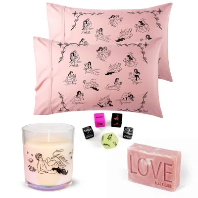 Black Cake Pink Gemini Pleasure Pack- Zodiac Horoscope Love Pillowcase, Soap, Candle Set