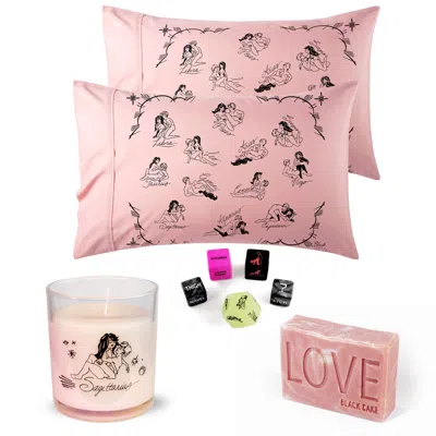 Black Cake Pink Sagittarius Pleasure Pack-  Zodiac Horoscope Love Pillowcase, Soap, Candle Set