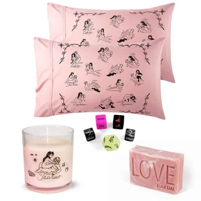 Black Cake Pink Taurus Pleasure Pack- Zodiac Horoscope Love Pillowcase, Soap, Candle Set
