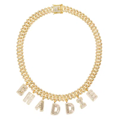 Black Cake Women's Bhaddie Gold And Bold Rhinestone Link Chain Statement Necklace