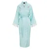 Black Cake Women's Blue Bowie Cosmic Space Oddity Satin Feather Dressing Gown Robe In Blue