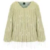 Black Cake Women's Green Celery Chic Ultimate Faux Fur Sequin Dazzle Statement Jacket In Green