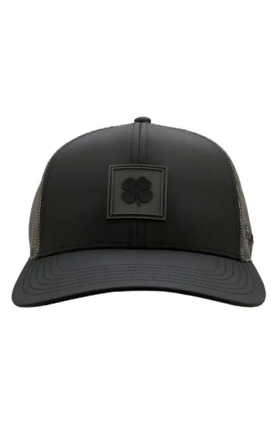 Black Clover Luck Square Patch Snapback Trucker Hat In Black/ Char
