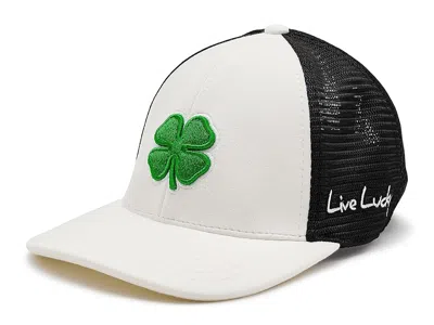 Black Clover Perfect Luck 23 Hat Baseball Caps Heather White Hat/black Mesh/3d Green Clover: Lg/xl