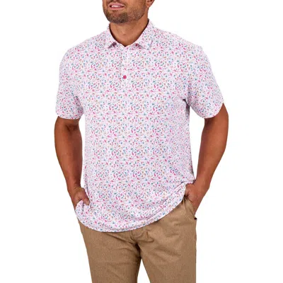 Black Clover Raspberry Smash Polo In White Multi