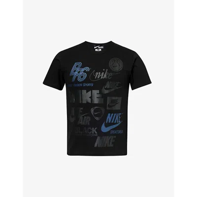 Black Comme Des Garcon Men's Black Black Comme Des Garçons X Nike Graphic-print Cotton T-shirt