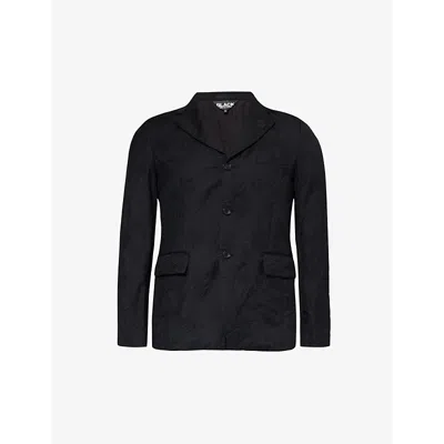 Black Comme Des Garcon Mens Black Celestial-embroidered Single-breasted Wool Blazer