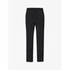 BLACK COMME DES GARCON BLACK COMME DES GARCON MENS BLACK STRAIGHT-LEG CONTRAST-STITCHED WOOL TROUSERS