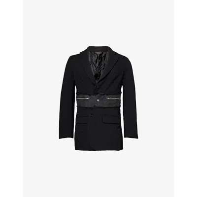 Black Comme Des Garcon Mens Black Asymmetric Notch-lapels Woven Jacket Xl