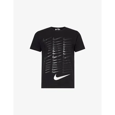 Black Comme Des Garcon Mens Black Comme Des Garçons X Nike Swoosh Regular-fit Cotton-jersey T-shirt