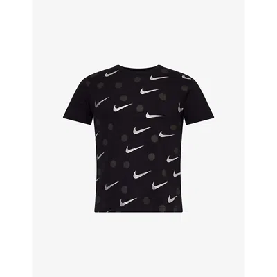 Black Comme Des Garcon Mens Black Comme Des Garçons X Nike Spot And Swoosh Logo-print Cotton T-shirt Xxl