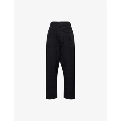 Black Comme Des Garcon Mens  Jacquard Straight-leg Woven Trousers