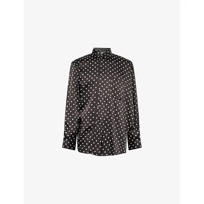 Black Comme Des Garcon Mens Black/white Asymmetric Polka-dot Woven Shirt In Multi