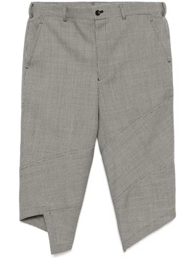 Black Comme Des Garçons 3/4 Length Herringbone Trousers In Black