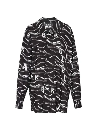 Black Comme Des Garçons Abstract-print Peter Pan-collar Shirt In Black
