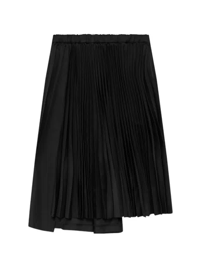 Black Comme Des Garçons Asymmetric Pleated Skirt In Black