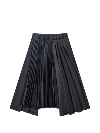 Black Comme Des Garçons Asymmetric Pleated Skirt In Black