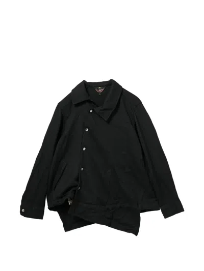 Black Comme Des Garçons Asymmetric Press-stud Jacket In Black