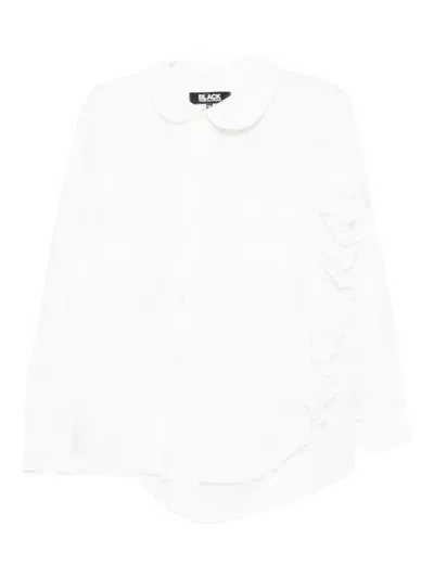 Black Comme Des Garçons Asymmetric Ruffled Shirt In White