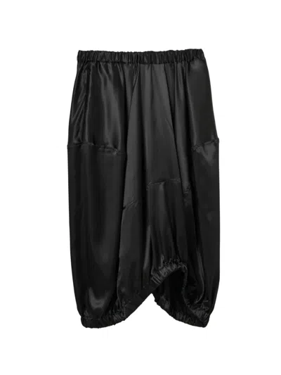 Black Comme Des Garçons Asymmetric Satin Skirt In Black