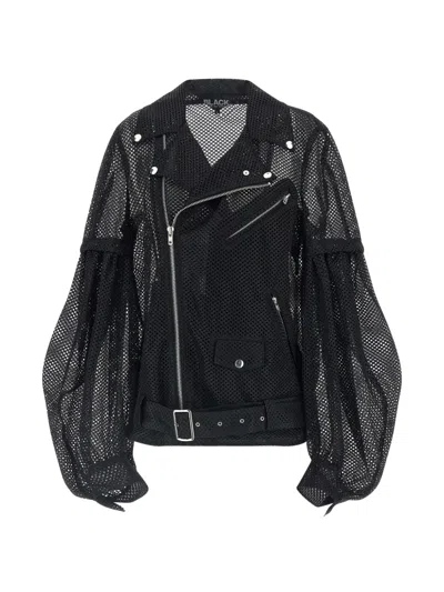 Black Comme Des Garçons Balloon-sleeve Mesh Jacket In Black