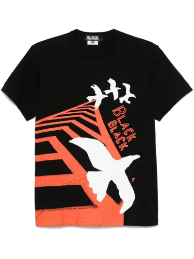 Black Comme Des Garçons Bird-print T-shirt In Black