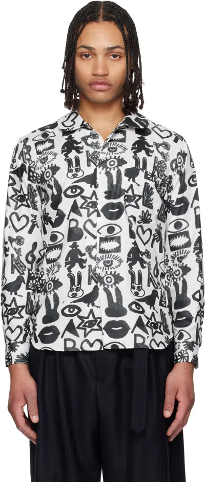 Black Comme Des Garçons Black & White Broad Filip Pagowski Print Shirt In Neutral
