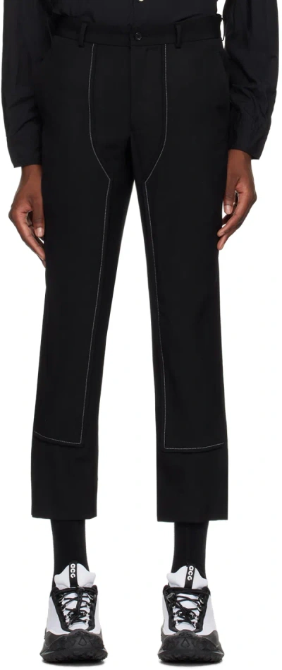 Black Comme Des Garçons Black Contrast Stitch Trousers In Black X White