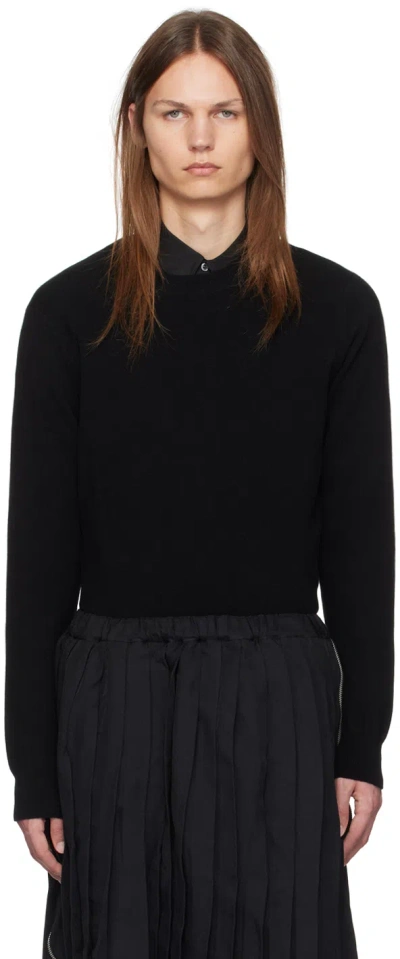 Black Comme Des Garçons Black Crewneck Wool Sweater In 1 Black