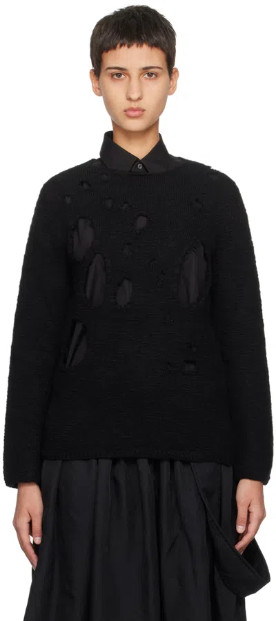 Black Comme Des Garçons Black Distressed Sweater In 1 Black