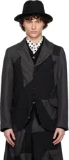 Black Comme Des Garçons Black Gabardine Patchwork Blazer In 1 Black