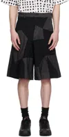 Black Comme Des Garçons Black Gabardine Patchwork Shorts In 1 Black