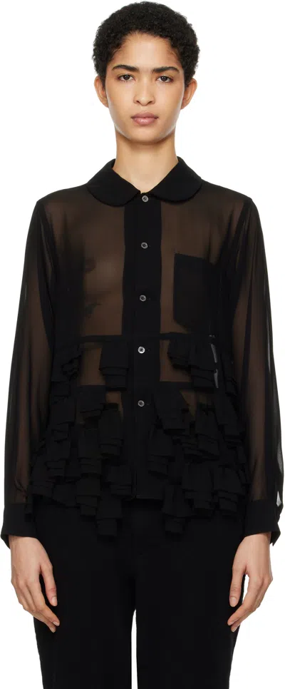 Black Comme Des Garçons Black Georgette Blouse In 1 Black
