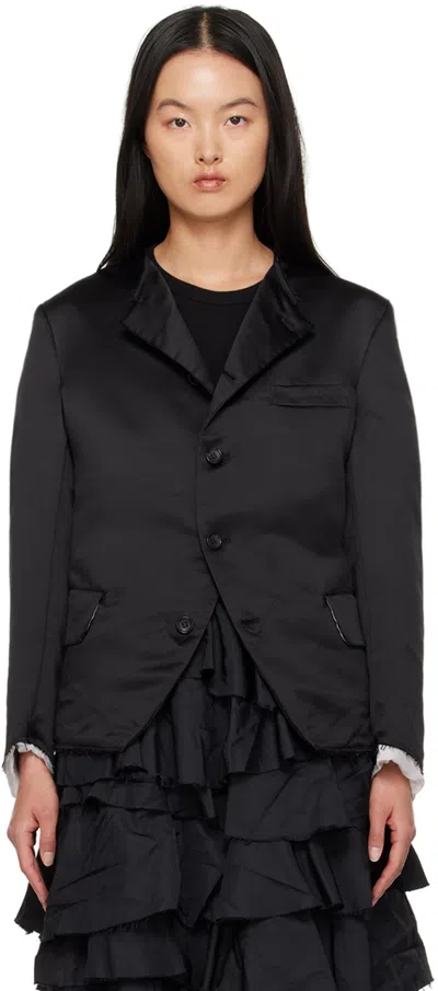 Black Comme Des Garçons Black Raw Edge Blazer In 1 Black/white