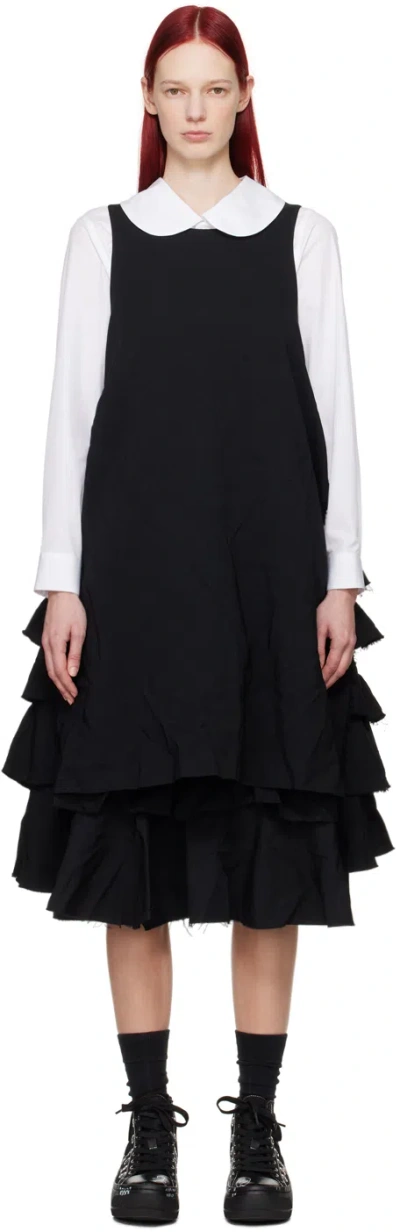 Black Comme Des Garçons Black Tiered Midi Dress In 1 Black