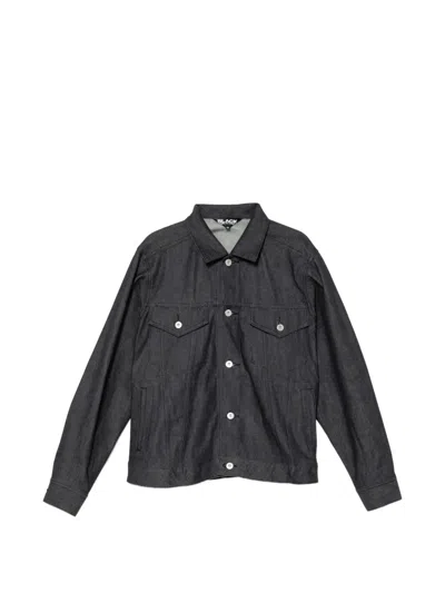 Black Comme Des Garçons Button Long-sleeve Denim Jacket In Blue