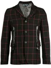 Black Comme Des Garçons Check-pattern Notched-lapels Blazer In Black
