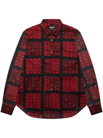 Black Comme Des Garçons Check-print Long-sleeve Shirt In Rot