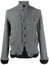 Black Comme Des Garçons Check-print Wool Blazer In Grey