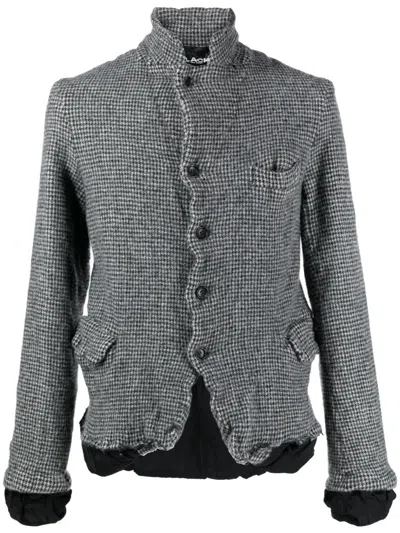 Black Comme Des Garçons Check-print Wool Blazer In Grey