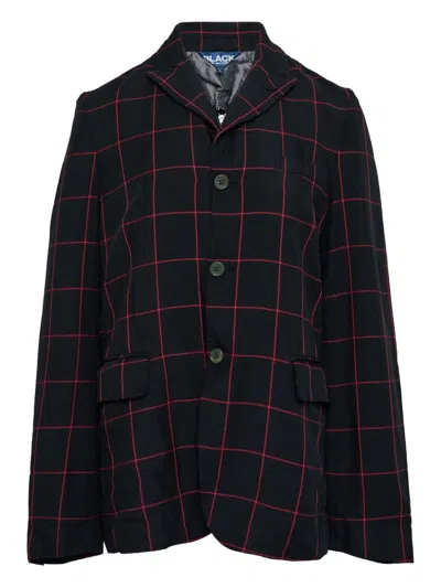 Black Comme Des Garçons Check-pattern Blazer In Black