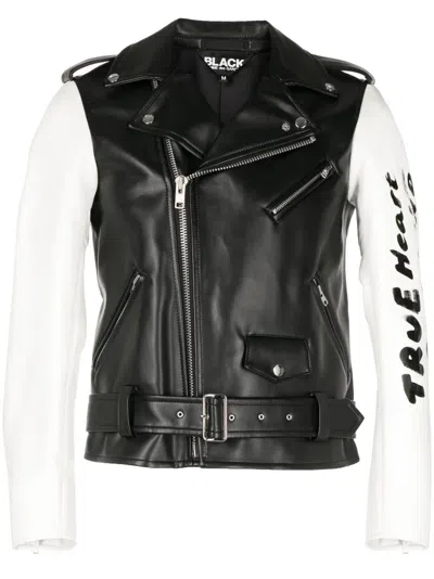 Black Comme Des Garçons Contrasting-sleeves Biker Jacket In Black
